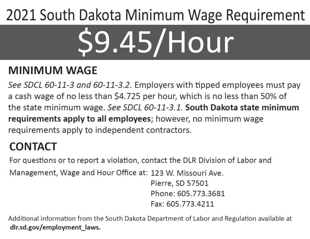 2021 SD Minimum Wage Requirement East River Legal Services
